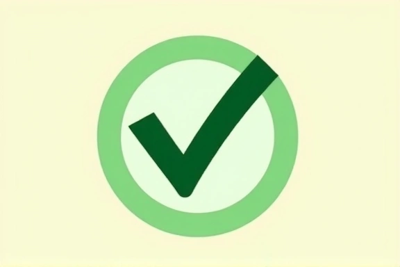 Un'illustrazione di un segno di spunta verde all'interno di un cerchio, a significare il successo e il completamento, con uno sfondo morbido e accogliente.