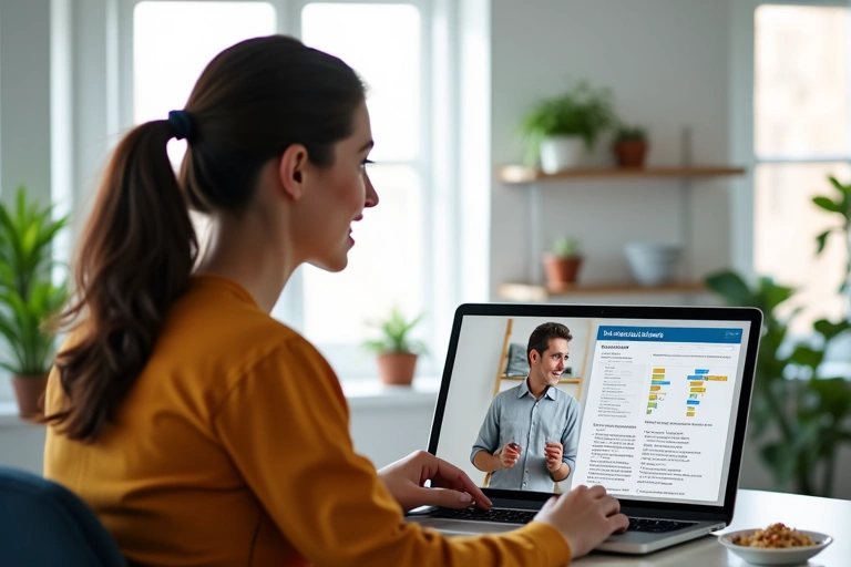 Nutrizionista che spiega un piano alimentare a un cliente online